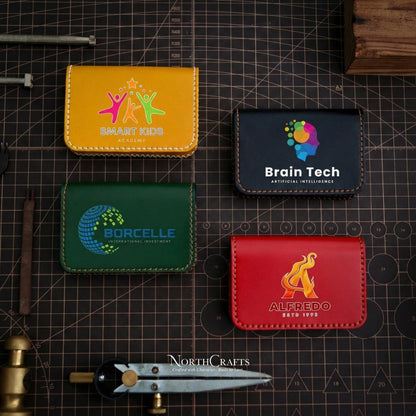 Leather Business Card Box with Custom Logo – Personalized Handmade – NorthCrafts | NorthCrafts