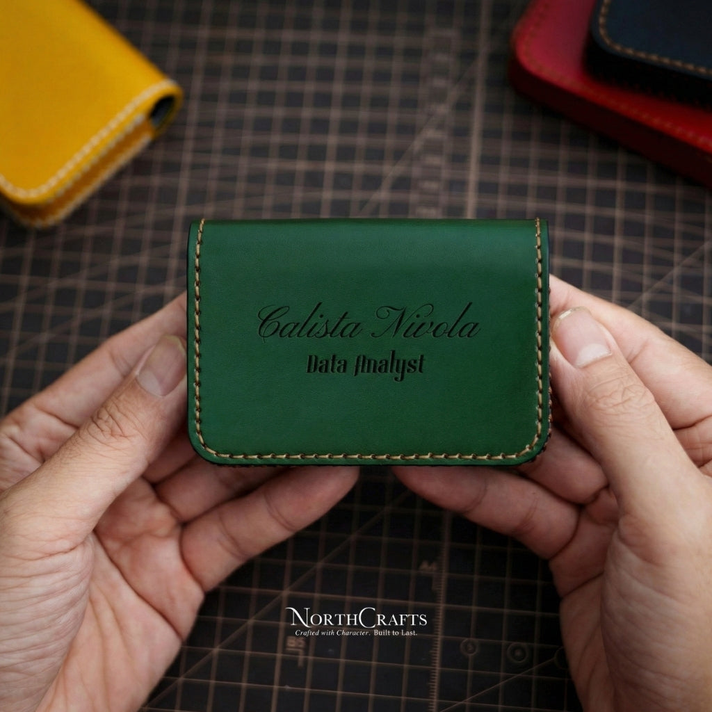 Leather Business Card Holder Case for Women – Personalized Handmade – NorthCrafts | NorthCrafts