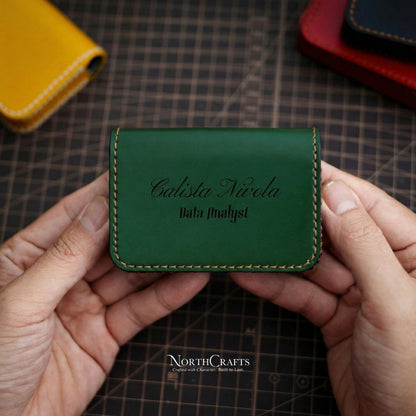 Leather Business Card Holder Case for Women – Personalized Handmade – NorthCrafts | NorthCrafts