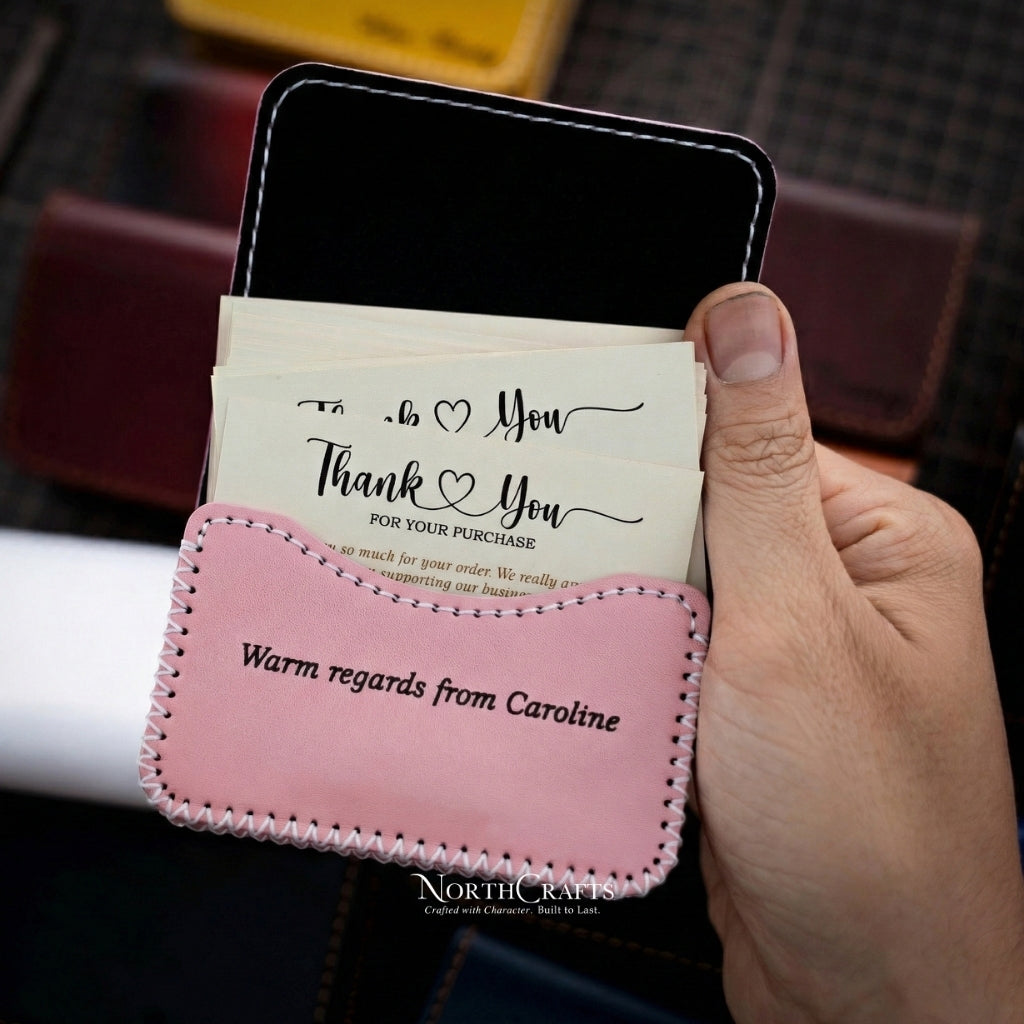 Leather Business Card Holder Case for Women – Personalized Handmade – NorthCrafts | NorthCrafts