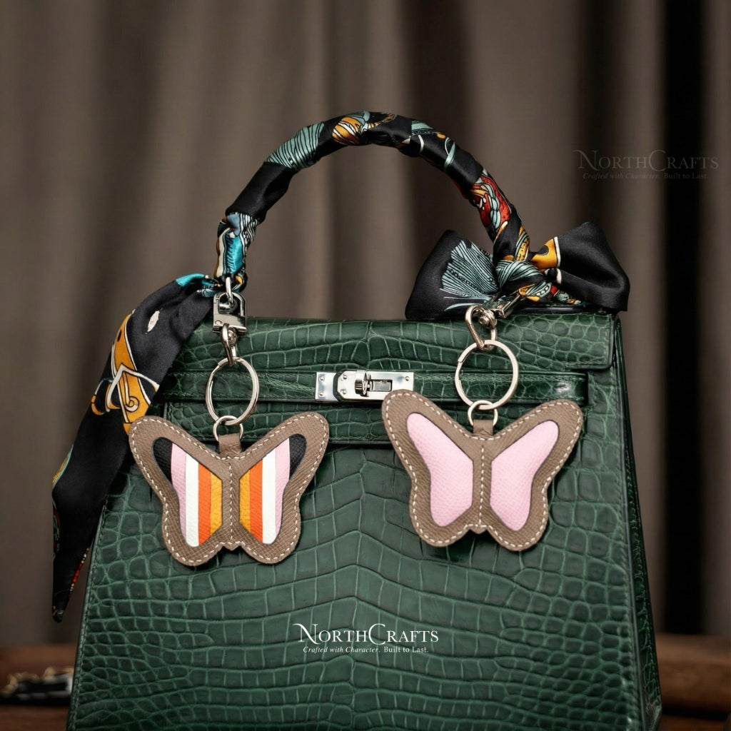 Leather Butterfly Bag Charm – Personalized Handmade – NorthCrafts | NorthCrafts