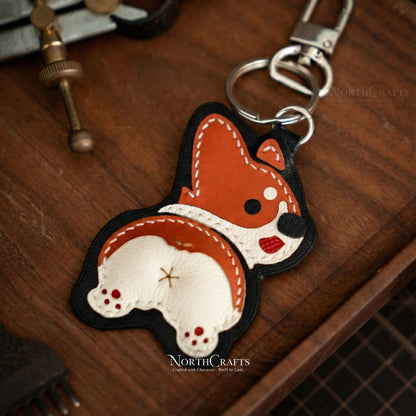 Leather Corgi Bag Charm – Personalized Handmade – NorthCrafts | NorthCrafts