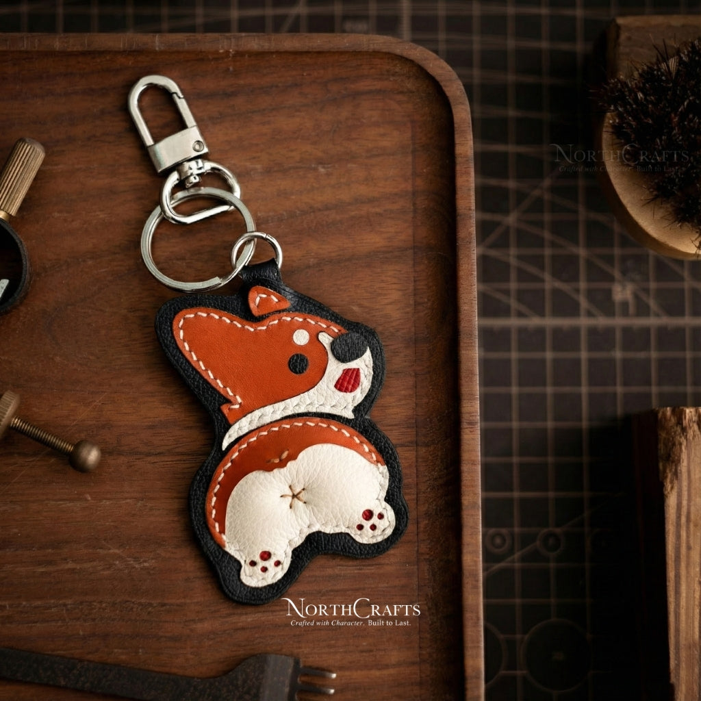 Leather Corgi Bag Charm – Personalized Handmade – NorthCrafts | NorthCrafts