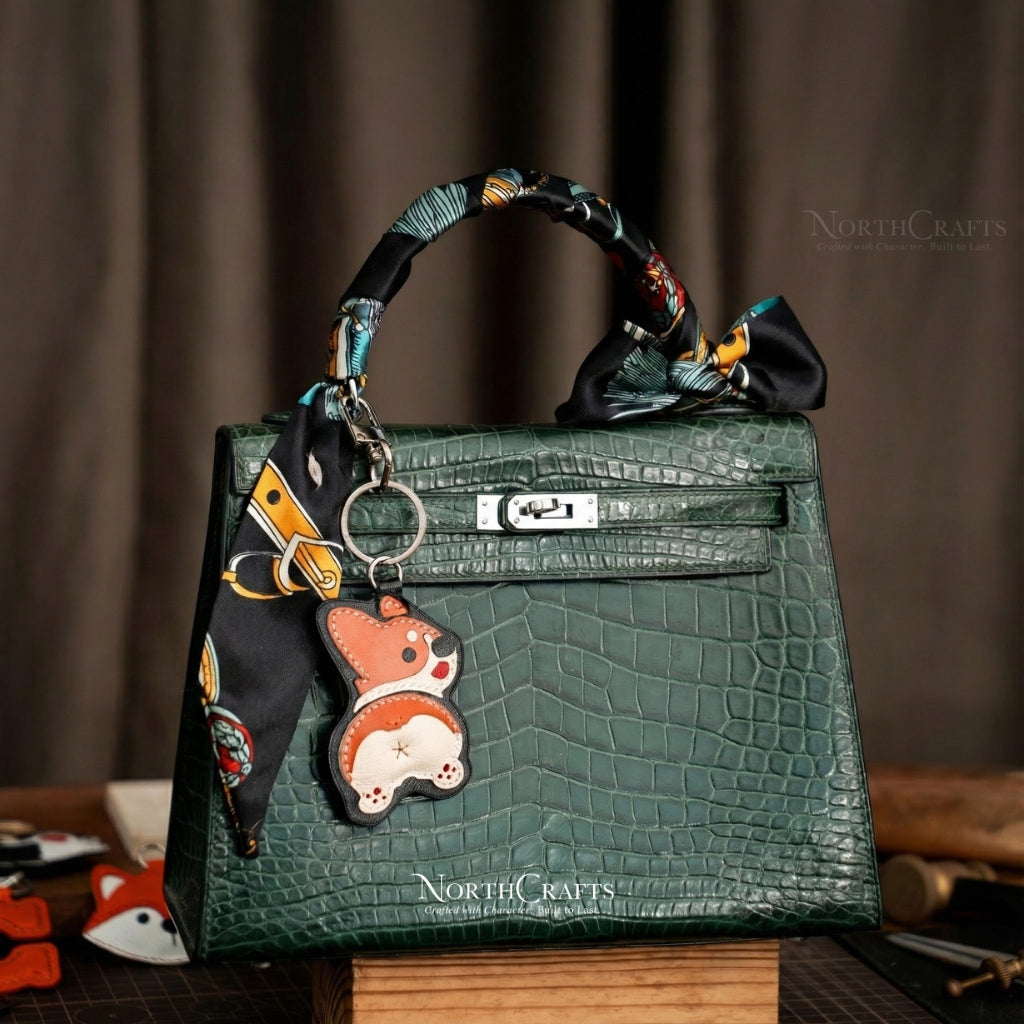 Leather Corgi Bag Charm – Personalized Handmade – NorthCrafts | NorthCrafts