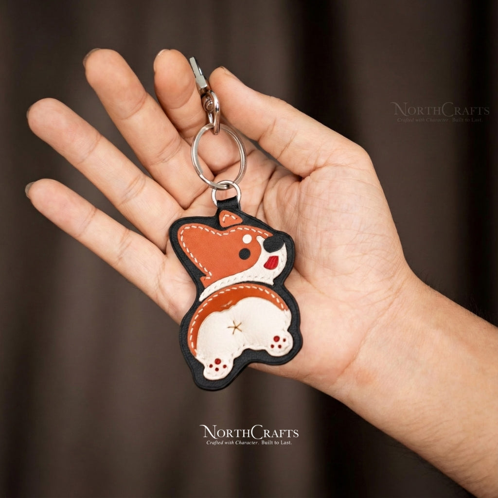 Leather Corgi Bag Charm – Personalized Handmade – NorthCrafts | NorthCrafts