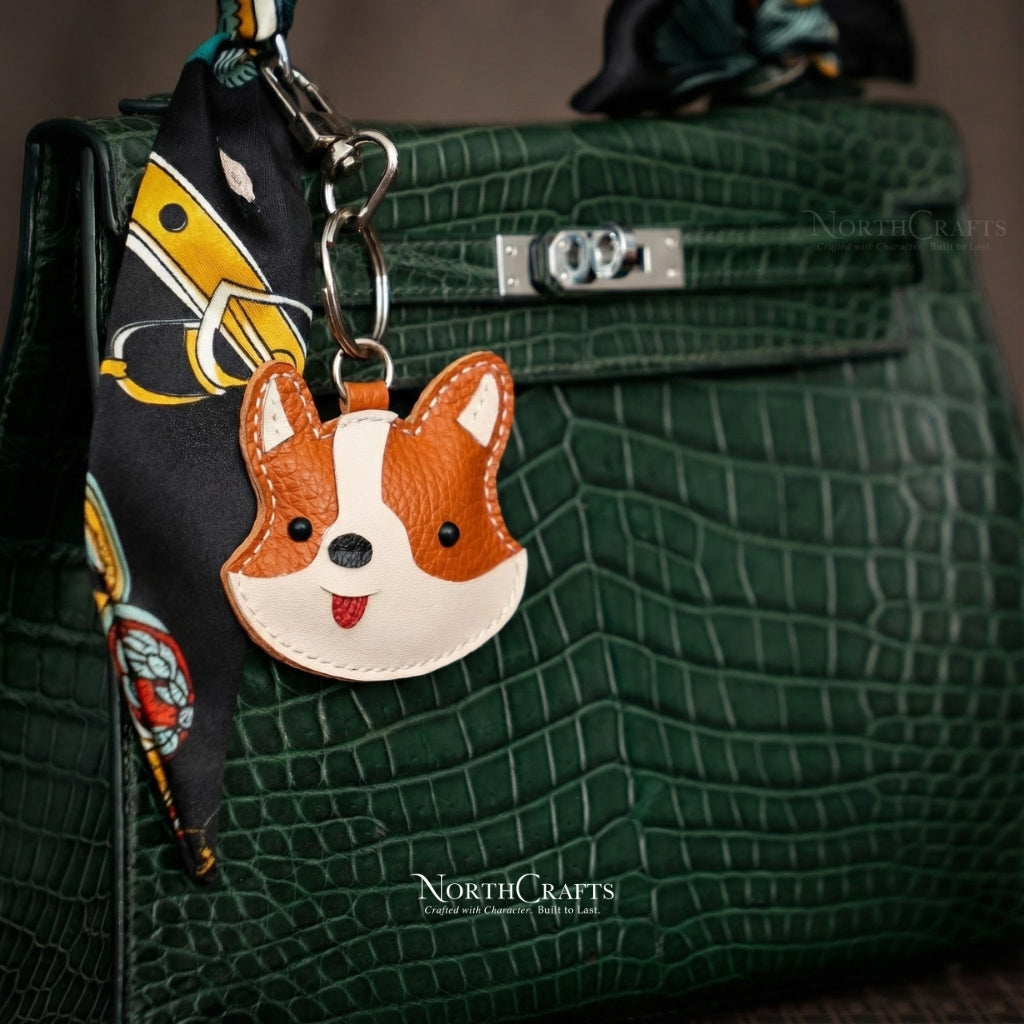 Leather Corgi Bag Charm – Personalized Handmade – NorthCrafts | NorthCrafts