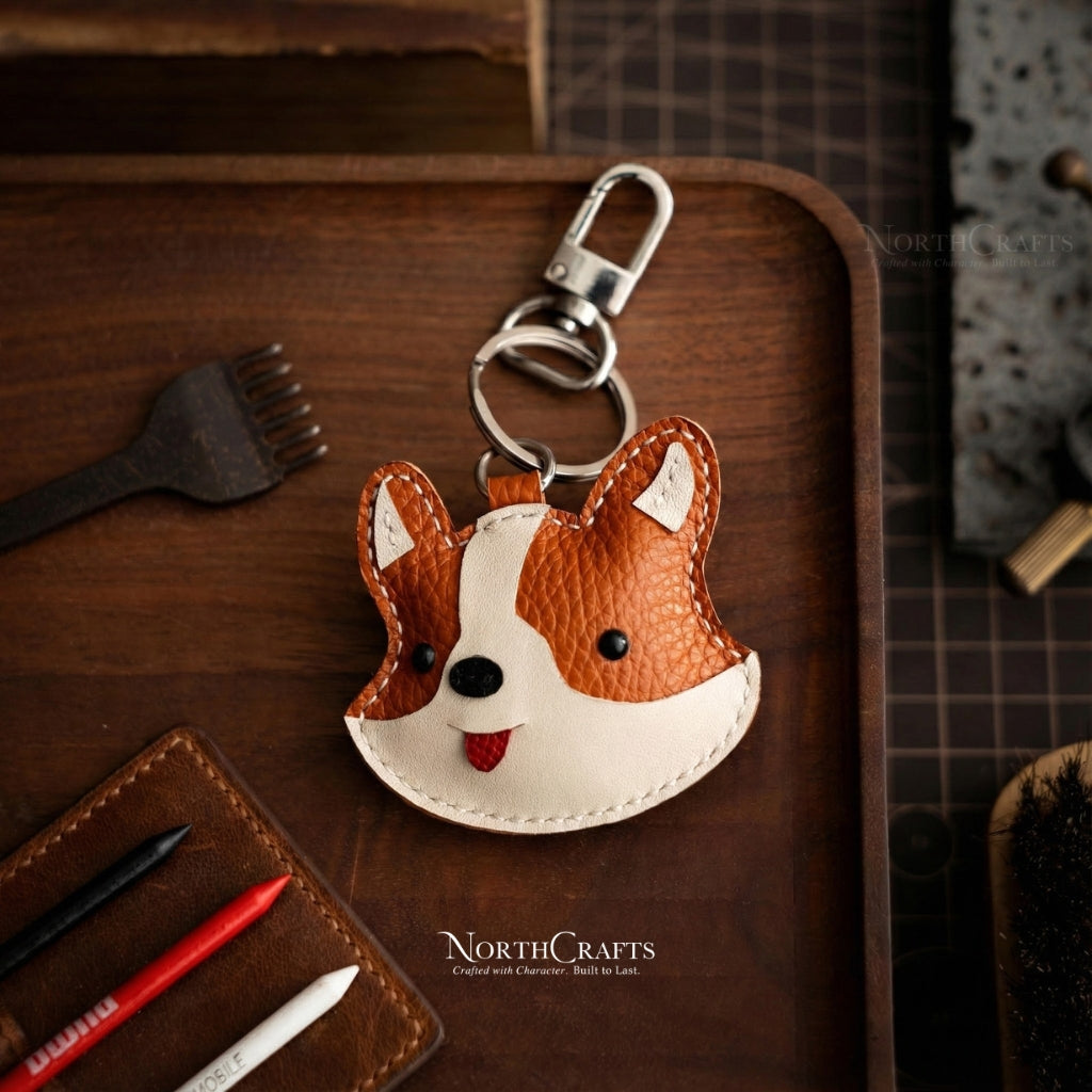 Leather Corgi Bag Charm – Personalized Handmade – NorthCrafts | NorthCrafts