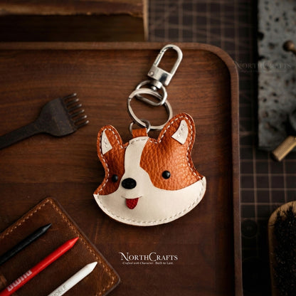 Leather Corgi Bag Charm – Personalized Handmade – NorthCrafts | NorthCrafts