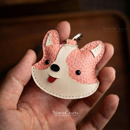Leather Corgi Face Bag Charm – Personalized Handmade – NorthCrafts | NorthCrafts