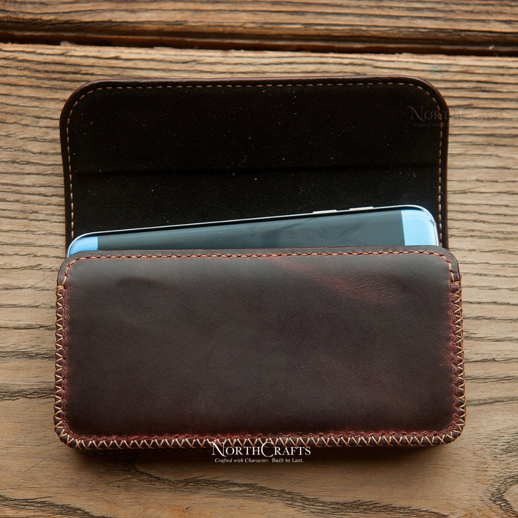 Leather Double Phone Holder with Belt Loop for Samsung Galaxy Z Series, S Series, A Series & M Series – Personalized Handmade – NorthCrafts | NorthCrafts