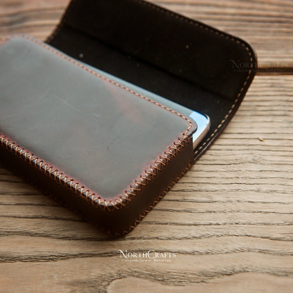 Leather Double Phone Holder with Belt Loop for Samsung Galaxy Z Series, S Series, A Series & M Series – Personalized Handmade – NorthCrafts | NorthCrafts