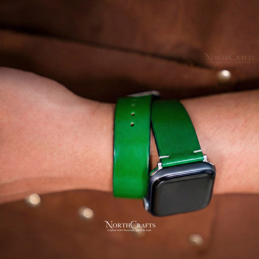 Leather Double Wrap iWatch Band (38mm–49mm) for Apple Watch Series SE2, 11, 10, 9, 8 & 7 – Personalized Handmade – NorthCrafts | NorthCrafts