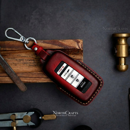 Leather Key Fob Cover with Strap & Initial Charm for Acura MDX, CDX, NSX, RDX, RLX, TLX & TLX-L – Personalized Handmade – NorthCrafts | NorthCrafts