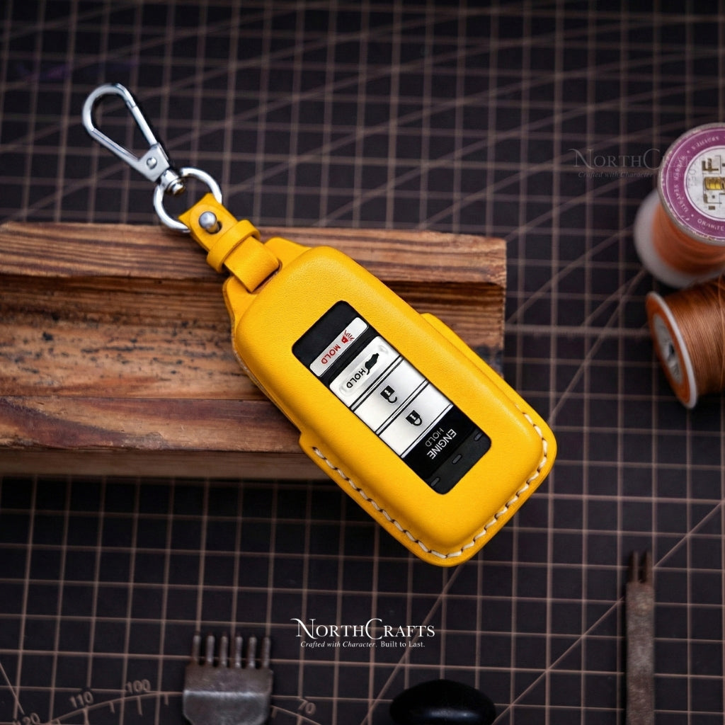 Leather Key Fob Cover with Strap & Initial Charm for Acura MDX, CDX, NSX, RDX, RLX, TLX & TLX-L – Personalized Handmade – NorthCrafts | NorthCrafts
