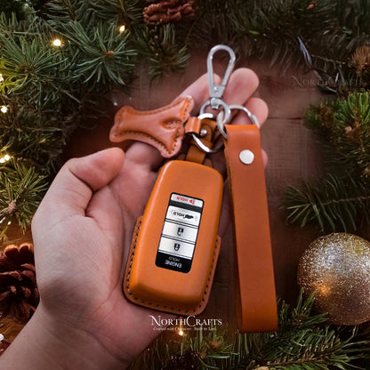 Leather Key Fob Cover with Strap & Initial Charm for Acura MDX, CDX, NSX, RDX, RLX, TLX & TLX-L – Personalized Handmade – NorthCrafts | NorthCrafts