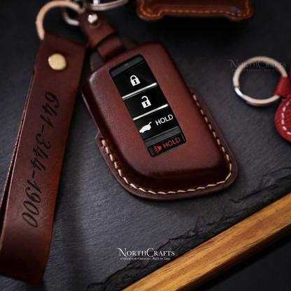 Leather Key Fob Cover for Acura MDX, CDX, NSX, RDX, RLX, TLX & TLX-L – Personalized Handmade – NorthCrafts | NorthCrafts