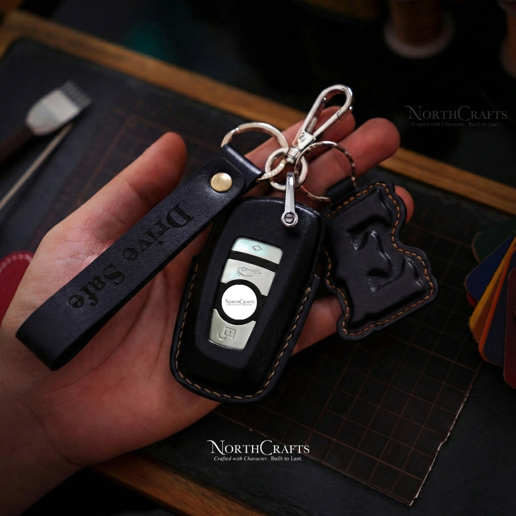 Leather Key Fob Cover for BMW 1, 2, 3, 5, 6, 7 Series, X3, X4, M2, M3, M4, M5 & M6 – Personalized Handmade – NorthCrafts | NorthCrafts