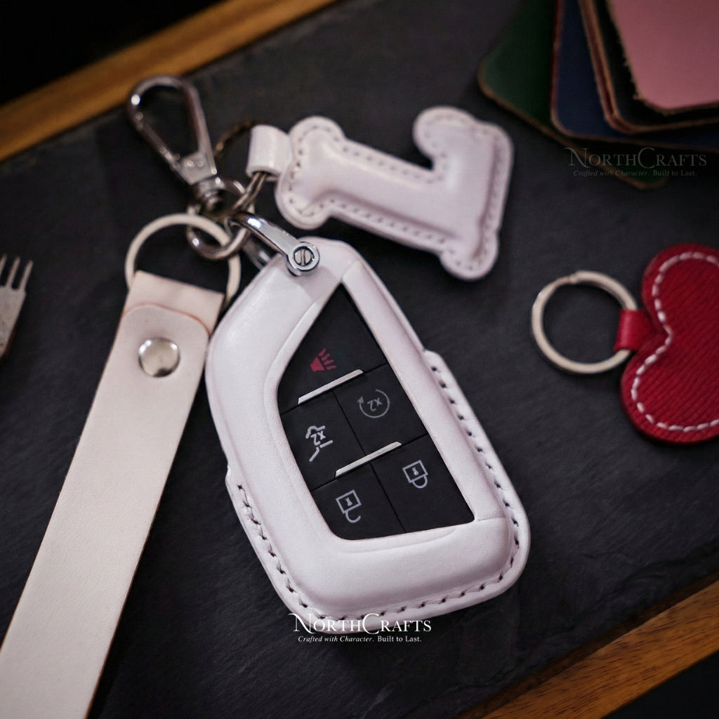 Leather Key Fob Cover for Cadillac Escalade CT4 CT5 CT6 XT4 XT5 XT6 | NorthCrafts