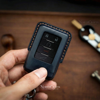 Leather Key Fob Cover for Cadillac Escalade DTS STS CTS SRX XTS ATS Premium | NorthCrafts