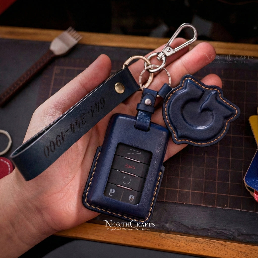 Leather Key Fob Cover for Cadillac XTS CTS DTS SRX ATS STS Escalade | NorthCrafts