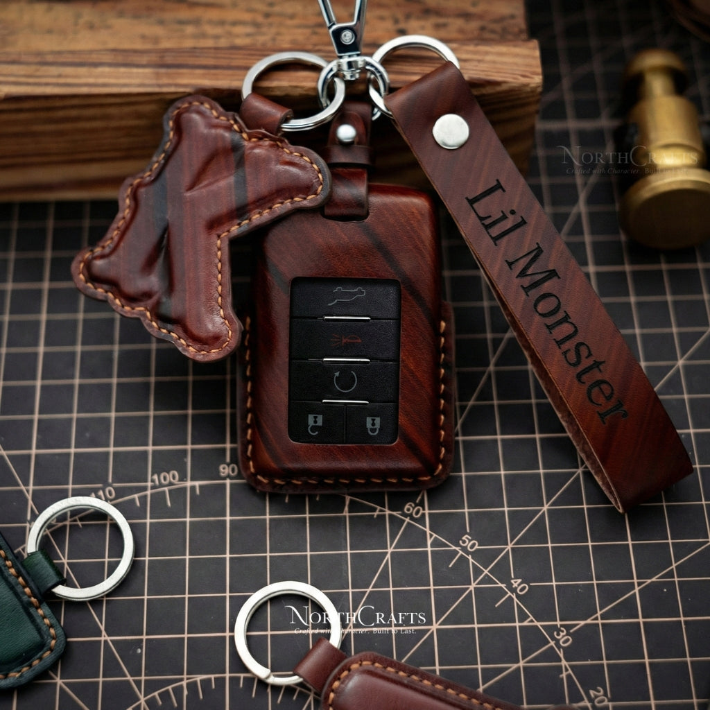 Leather Key Fob Cover for Cadillac XTS CTS DTS SRX ATS STS Escalade | NorthCrafts