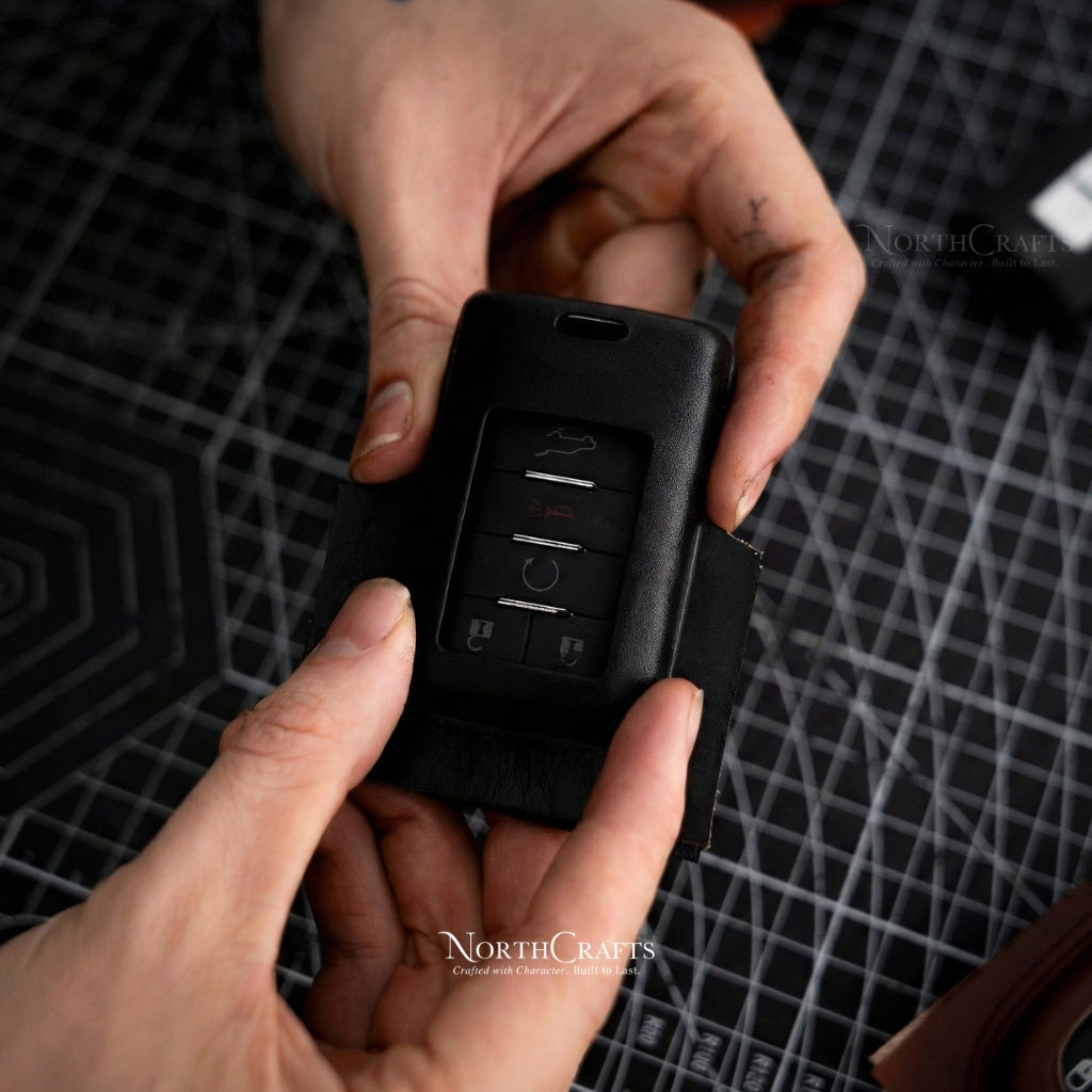 Leather Key Fob Cover for Cadillac XTS CTS DTS SRX ATS STS Escalade | NorthCrafts