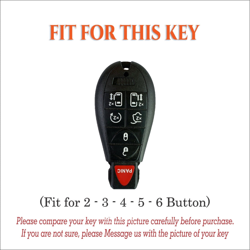 Leather Key Fob Cover for Chrysler Dodge Jeep - Challenger Charger Durango Grand Caravan Journey Magnum Ram Commander Grand Cherokee | NorthCrafts