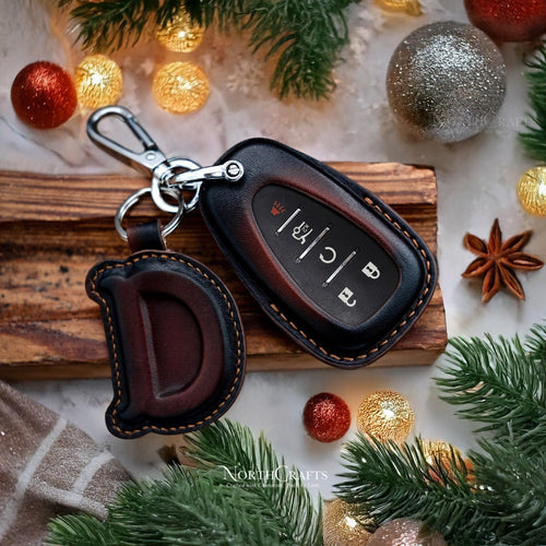 Leather Key Fob Cover for Chevrolet Blazer Bolt Camaro Cruze Equinox Malibu Sonic Spark Trailblazer Traverse Trax Volt Buick Encore | NorthCrafts