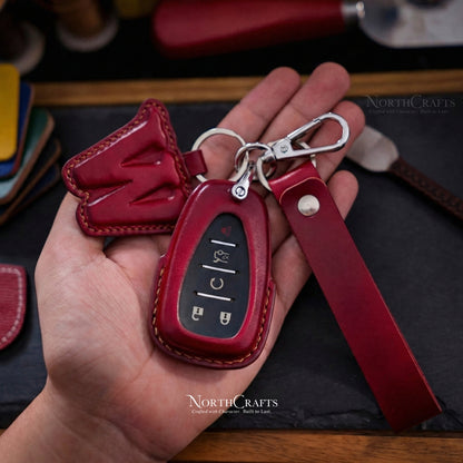 Leather Key Fob Cover for Chevrolet Blazer Bolt Camaro Cruze Equinox Malibu Sonic Spark Trailblazer Traverse Trax Volt Buick Encore | NorthCrafts