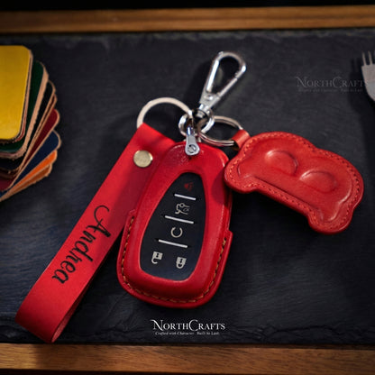 Leather Key Fob Cover for Chevrolet Blazer Bolt Camaro Cruze Equinox Malibu Sonic Spark Trailblazer Traverse Trax Volt Buick Encore | NorthCrafts