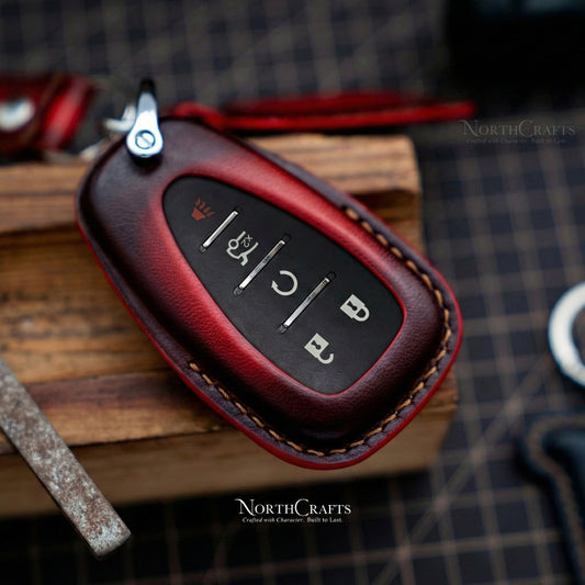 Leather Key Fob Cover for Chevrolet Blazer Bolt Camaro Cruze Equinox Malibu Sonic Spark Trailblazer Traverse Volt Buick Encore All | NorthCrafts