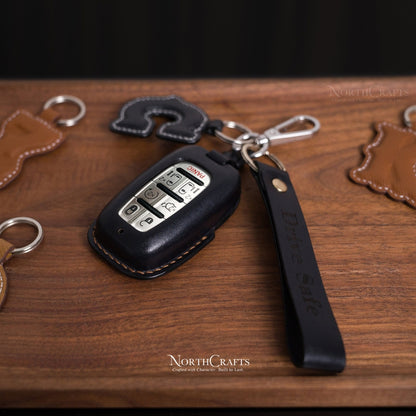 Leather Key Fob Cover for Chrysler Pacifica 2017-2021 Voyager 2020-2021 | NorthCrafts