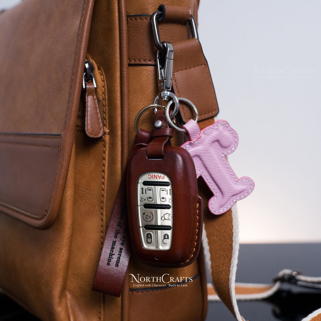 Leather Key Fob Cover for Chrysler Pacifica 2017-2021 Voyager 2020-2021 | NorthCrafts