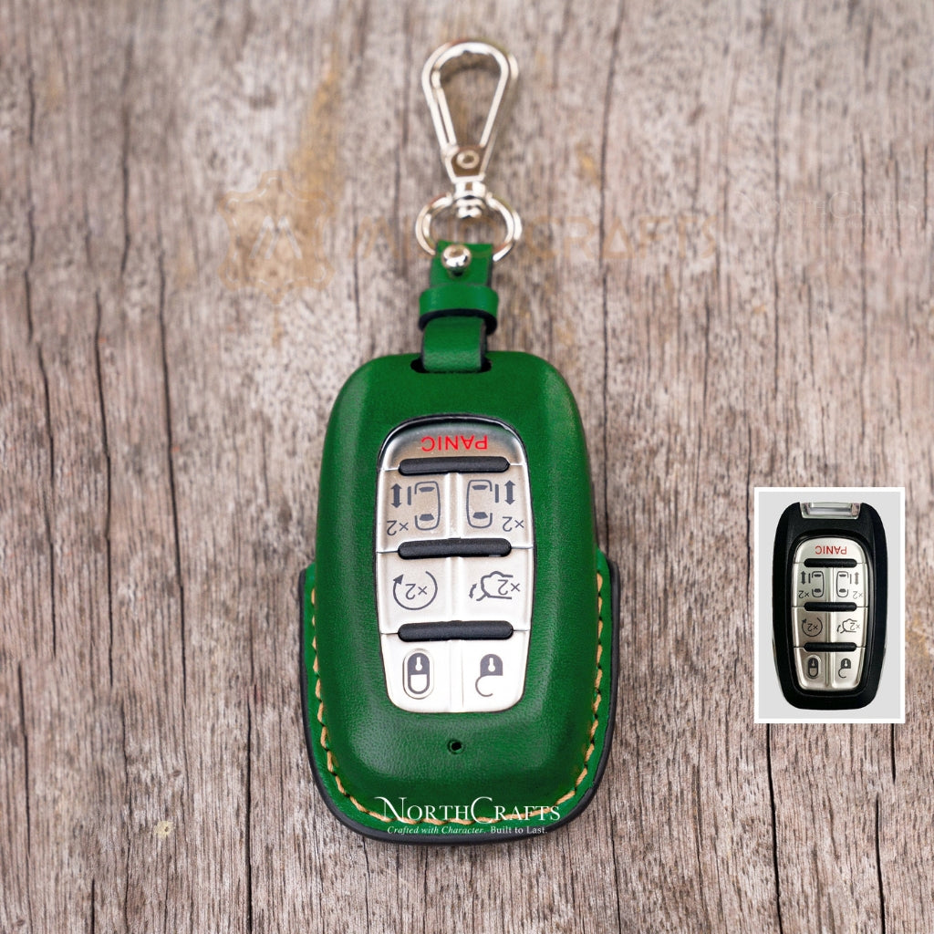 Leather Key Fob Cover for Chrysler Pacifica 2017-2021 Voyager 2020-2021 | NorthCrafts