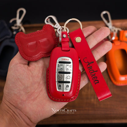 Leather Key Fob Cover for Chrysler Pacifica 2017-2021 Voyager 2020-2021 | NorthCrafts