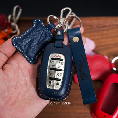 Leather Key Fob Cover for Chrysler Pacifica 2017-2021 Voyager 2020-2021 | NorthCrafts