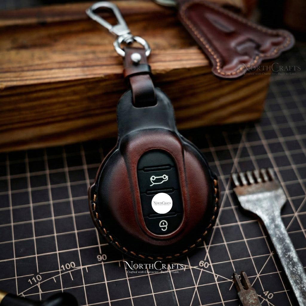 Leather Key Fob Cover for Clubman, Countryman, Hardtop & Convertible – Personalized Handmade – NorthCrafts | NorthCrafts
