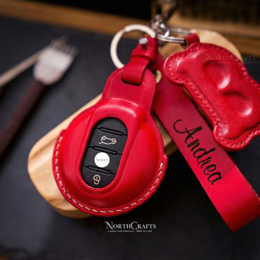 Leather Key Fob Cover for Clubman, Countryman, Hardtop & Convertible – Personalized Handmade – NorthCrafts | NorthCrafts