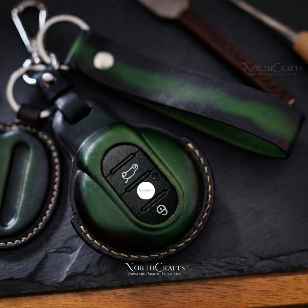 Leather Key Fob Cover for Clubman, Countryman, Hardtop & Convertible – Personalized Handmade – NorthCrafts | NorthCrafts