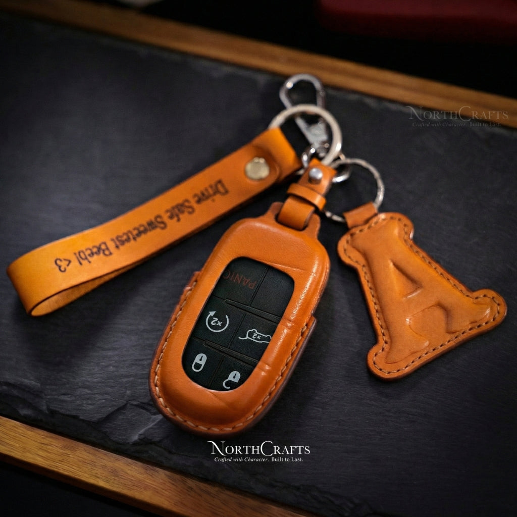 Leather Key Fob Cover for Dodge Challenger Charger Durango | NorthCrafts