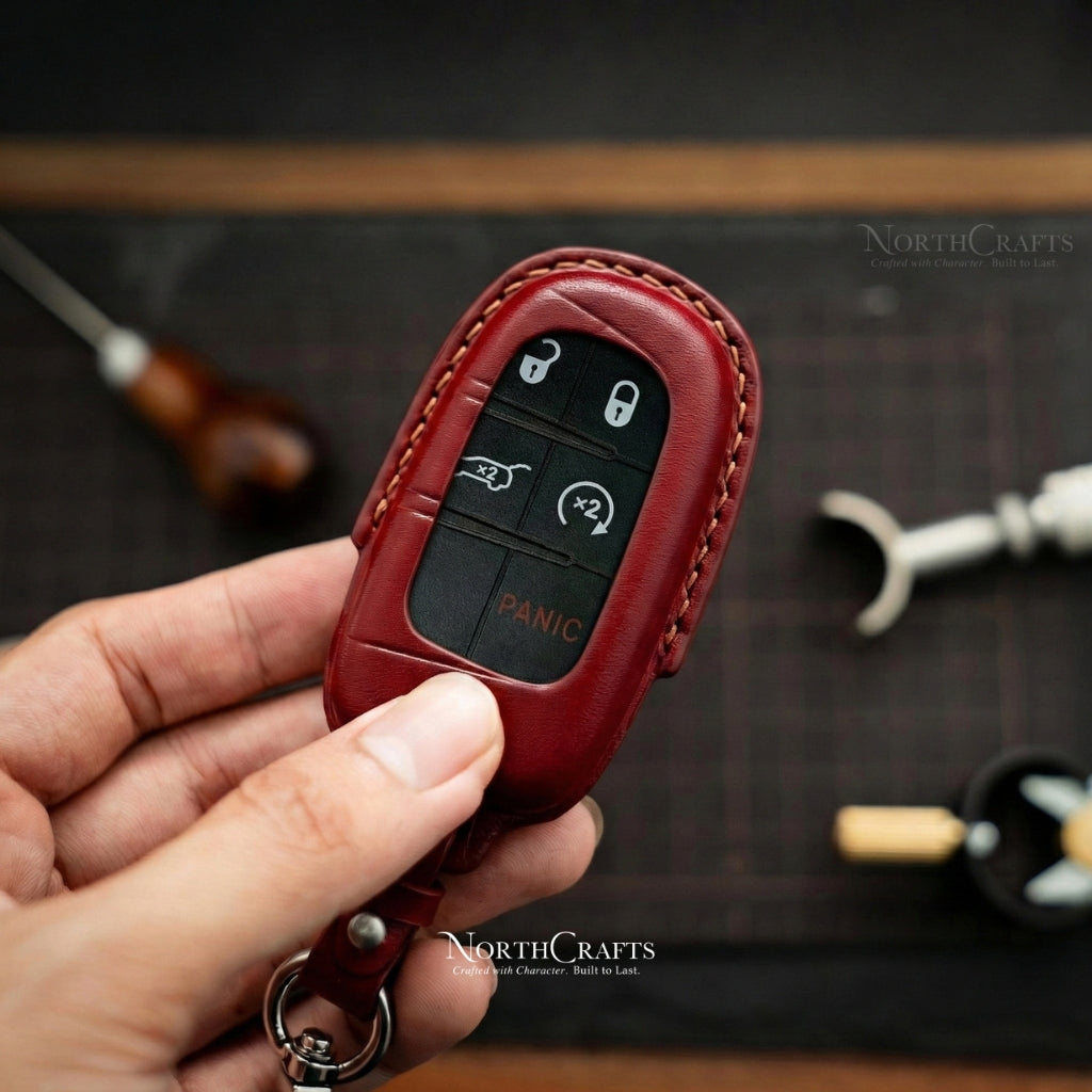 Leather Key Fob Cover for Dodge Challenger Charger Durango | NorthCrafts