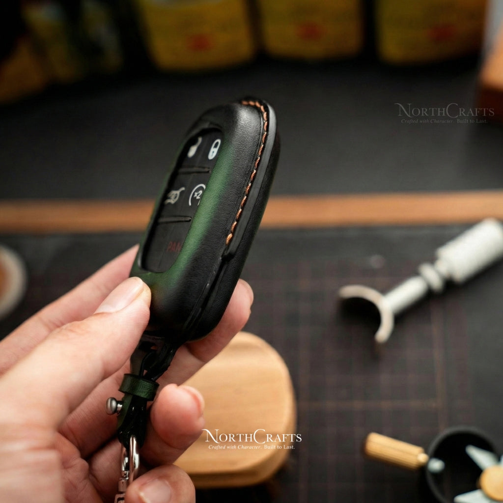 Leather Key Fob Cover for Dodge Challenger Charger Durango | NorthCrafts
