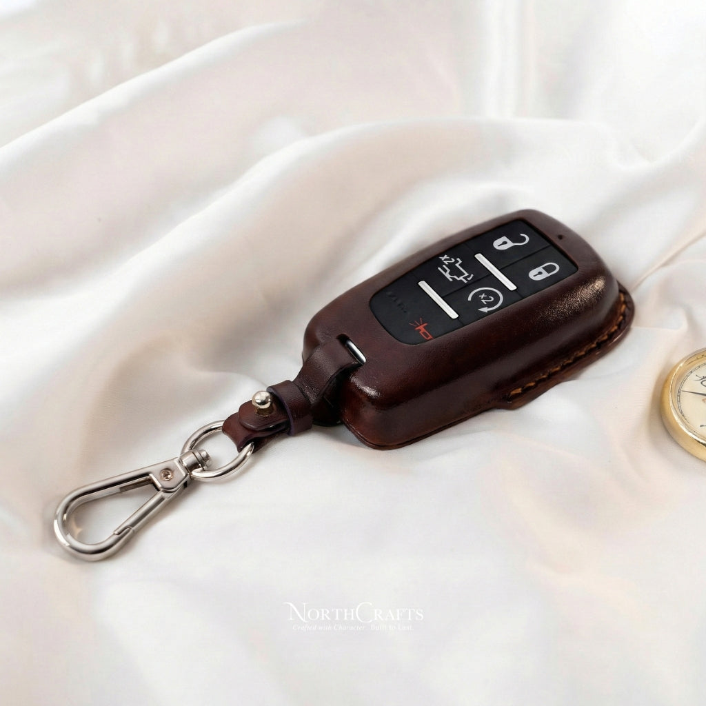 Leather Key Fob Cover for Dodge Ram 1500 2500 3500 4500 5500 TRX 2019-2021 4/5/6-Button | NorthCrafts