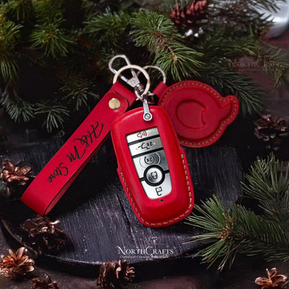 Leather Key Fob Cover for Ford Bronco Mustang F-150 Explorer Escape Edge | NorthCrafts