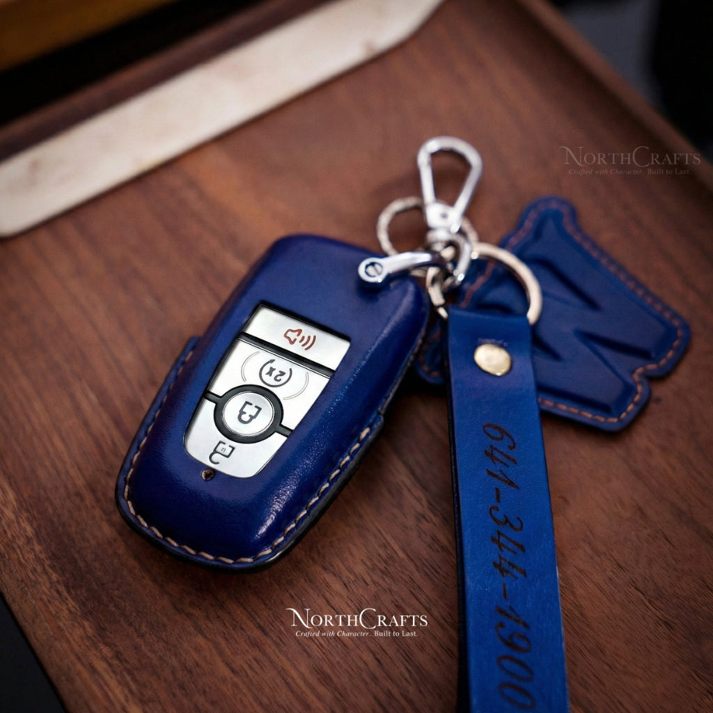 Leather Key Fob Cover for Ford Bronco Mustang F-150 Explorer Escape Edge | NorthCrafts