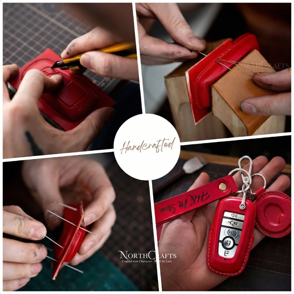 Leather Key Fob Cover for Ford Bronco Mustang F-150 Explorer Escape Edge | NorthCrafts