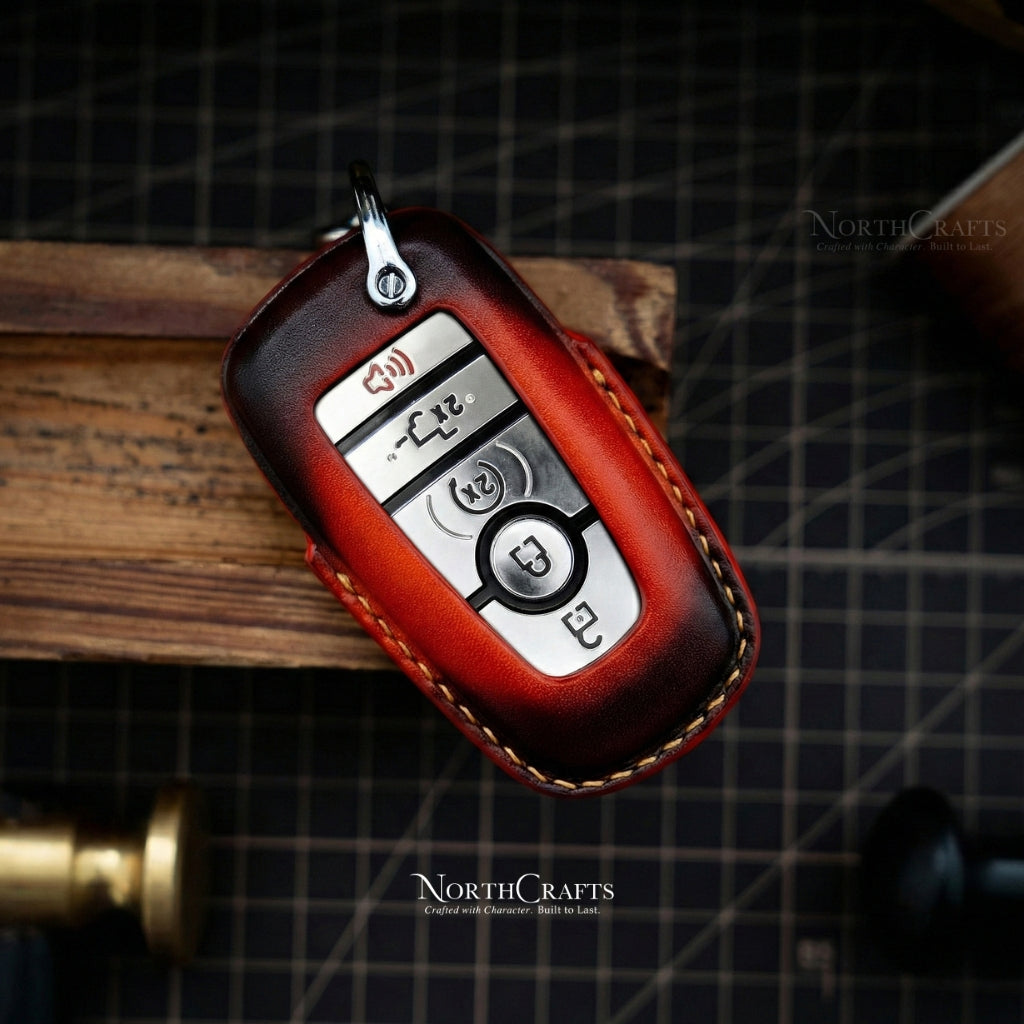 Leather Key Fob Cover for Ford Bronco Explorer Mustang Fusion Escape F-150 F-250 F-350 Edge | NorthCrafts