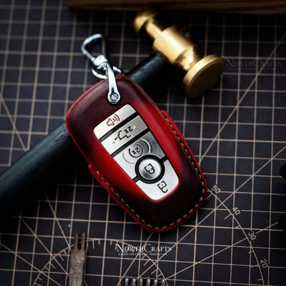 Leather Key Fob Cover for Ford Bronco Explorer Escape Expedition Edge Raptor F-150 F-250 F-350 F-450 F-550 Fusion Mustang Complete | NorthCrafts