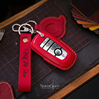 Leather Key Fob Cover for Ford Bronco Explorer Mustang Fusion Escape F-150 F-250 F-350 F-450 F-550 Edge Edition | NorthCrafts