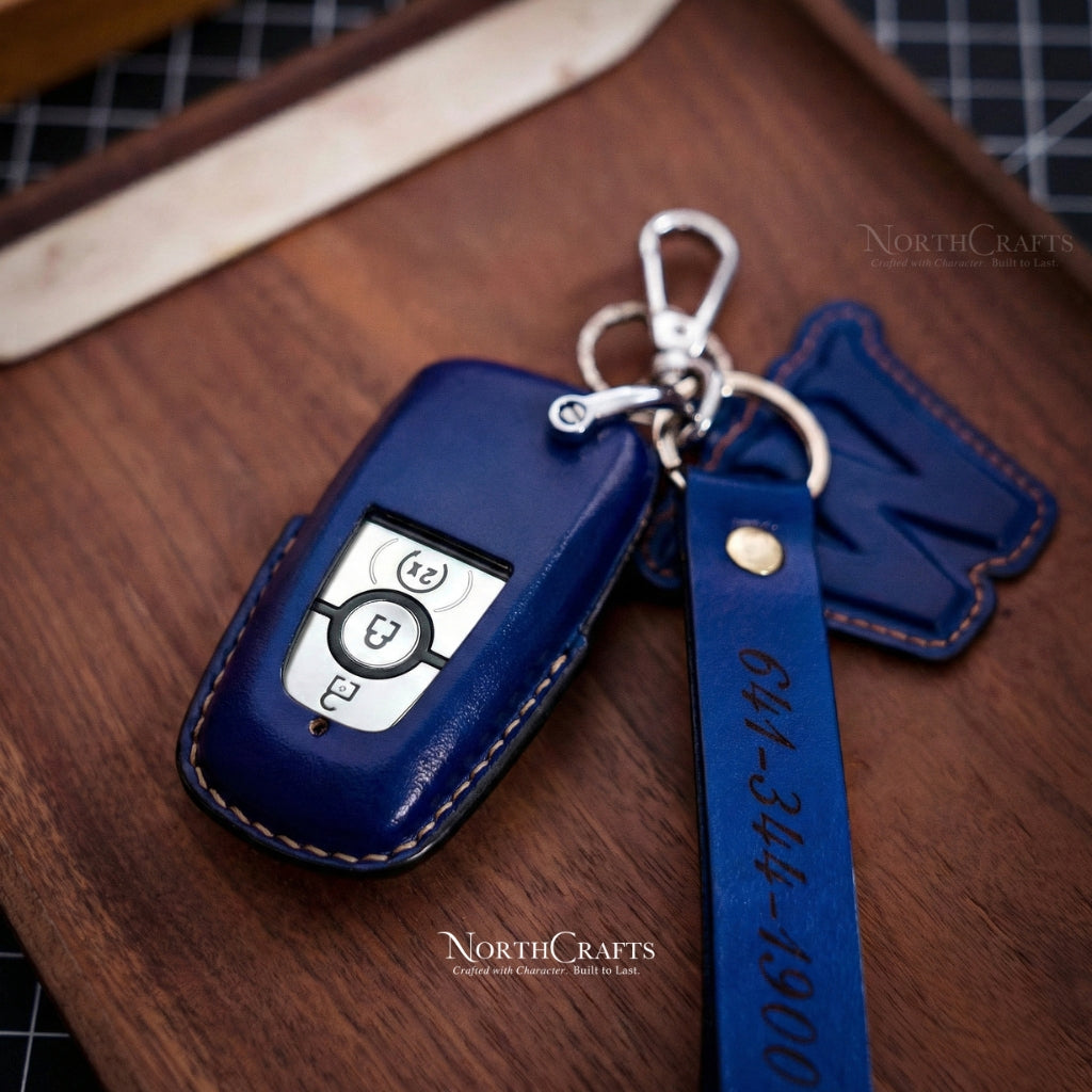 Leather Key Fob Cover for Ford Bronco Explorer Mustang Fusion Escape F-150 F-250 F-350 F-450 F-550 Edge Edition | NorthCrafts